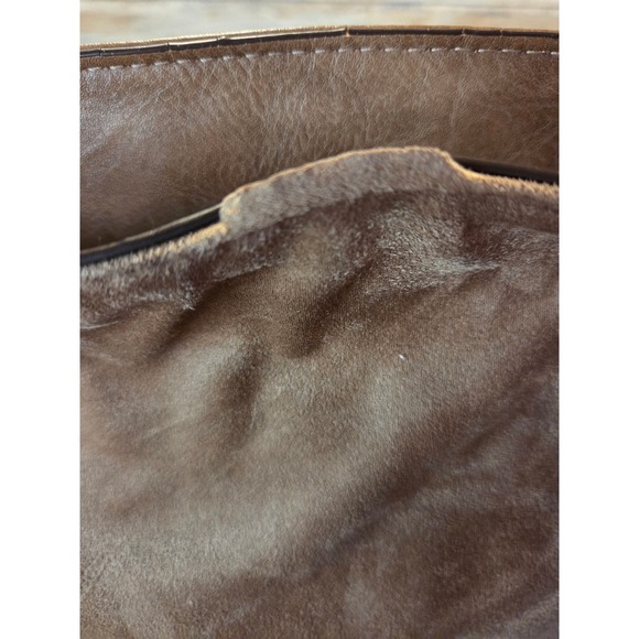 David Jones Paris Taupe Faux Leather Snakeskin Accent Hobo Shoulder Bag - Picture 6 of 13